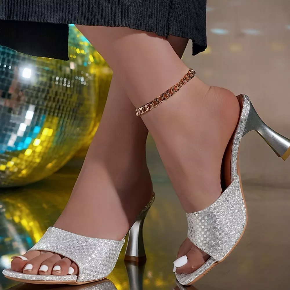 Open Toe Flare Heel Sandals, image 3