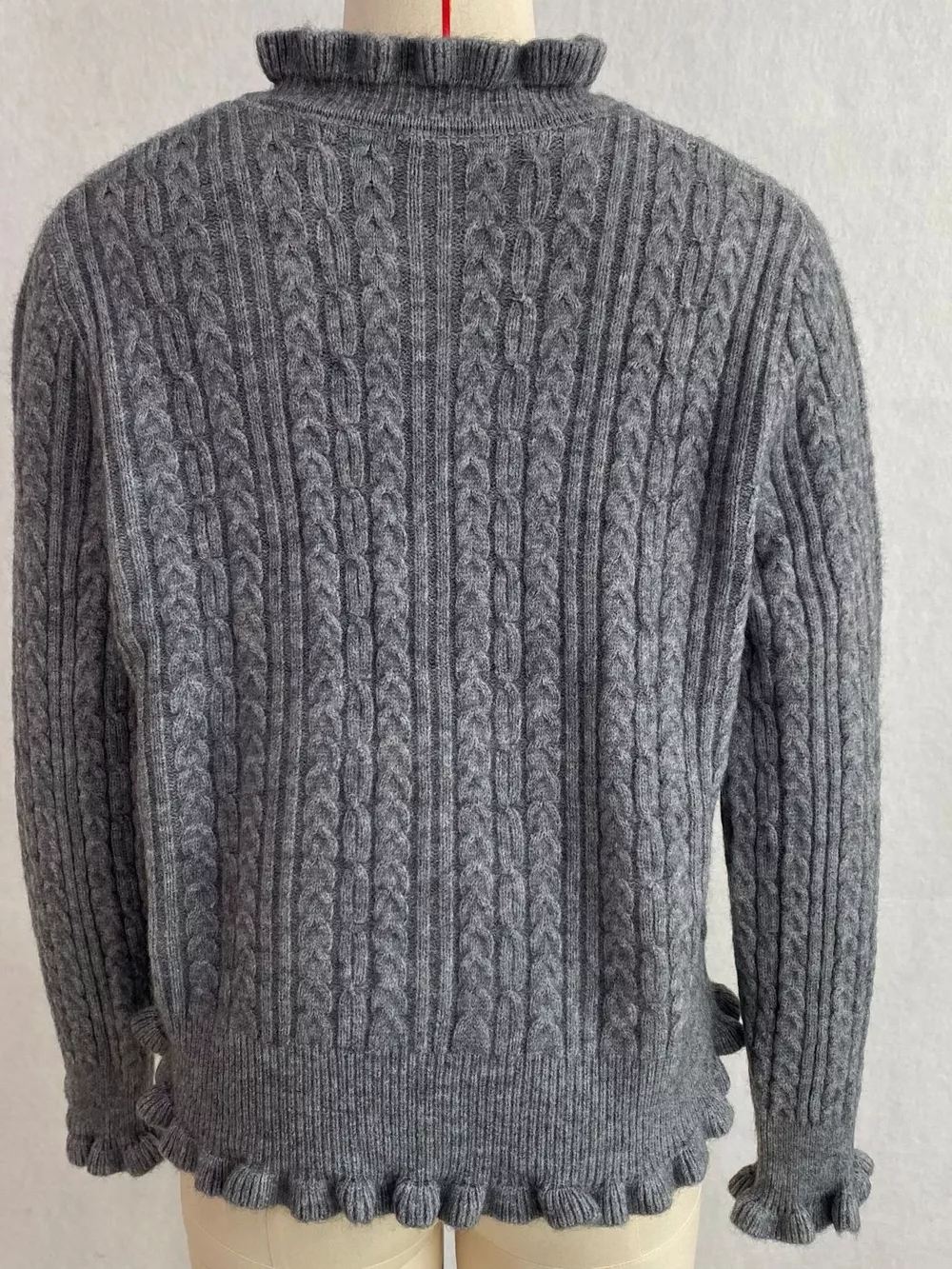 Cable-Knit Ruffle-Trim Cardigan, image 13