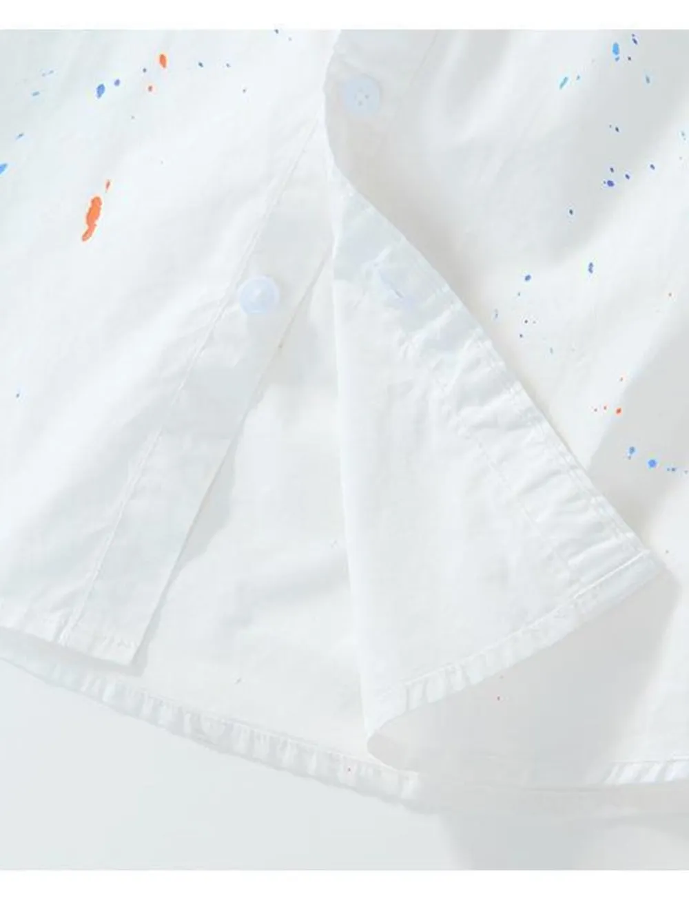 Men's Plus Size Casual Paint Splatter Short Sleeve Button-Up Shirt, image 6