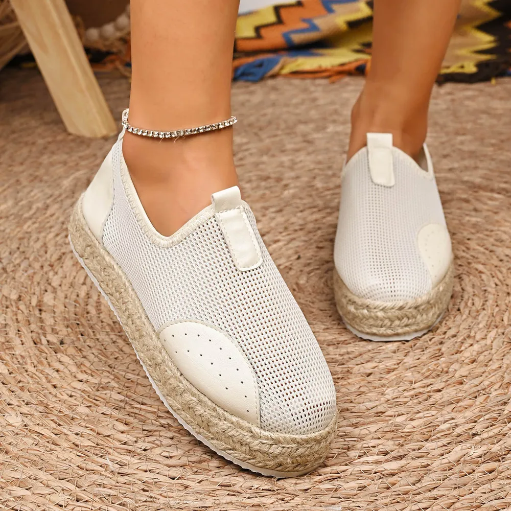 Mesh Espadrille Platform Slip-Ons, image 9