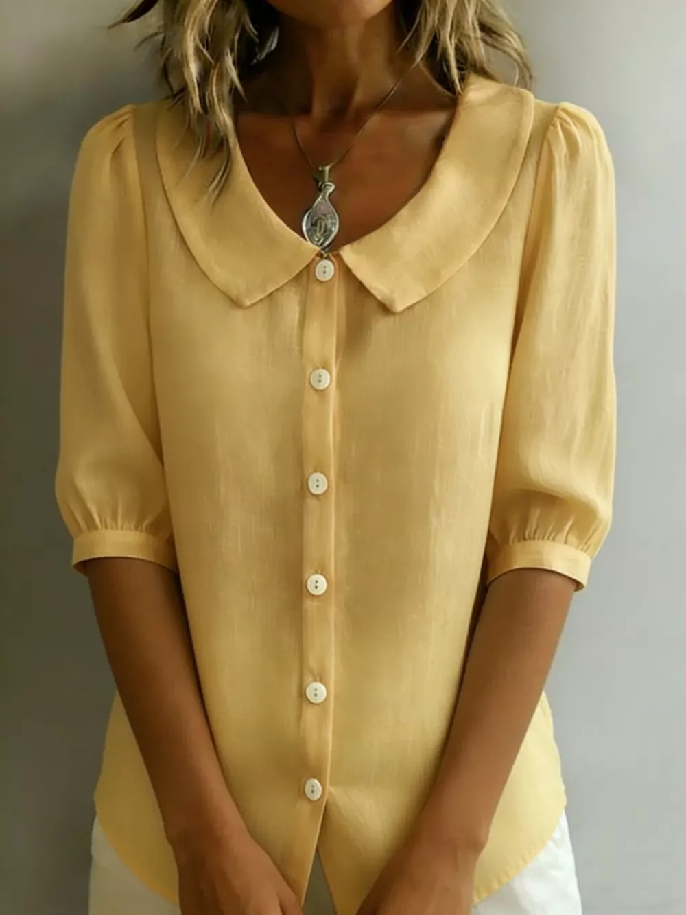 Peter Pan Collar Puff Sleeve Shirt, image 5