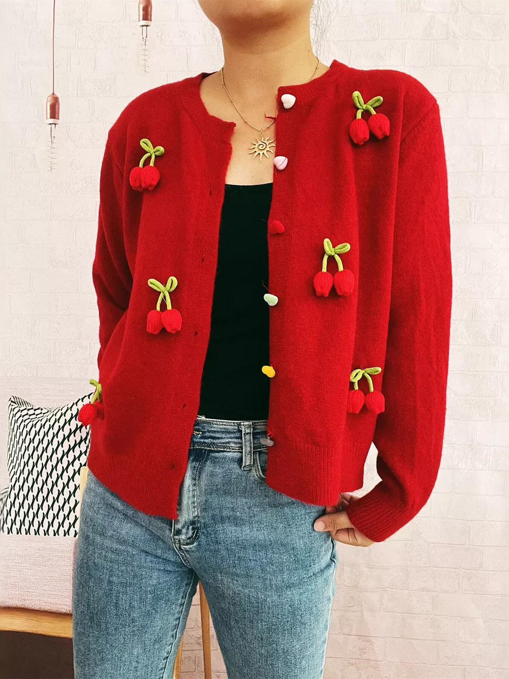 Flower Button Up Long Sleeve Cardigan, image 16