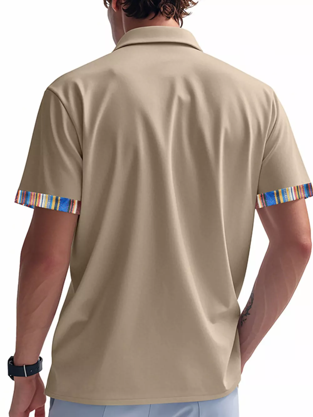 Men's Full Size Short Sleeve Shirt with Colorful Trim Plus Size, image 16