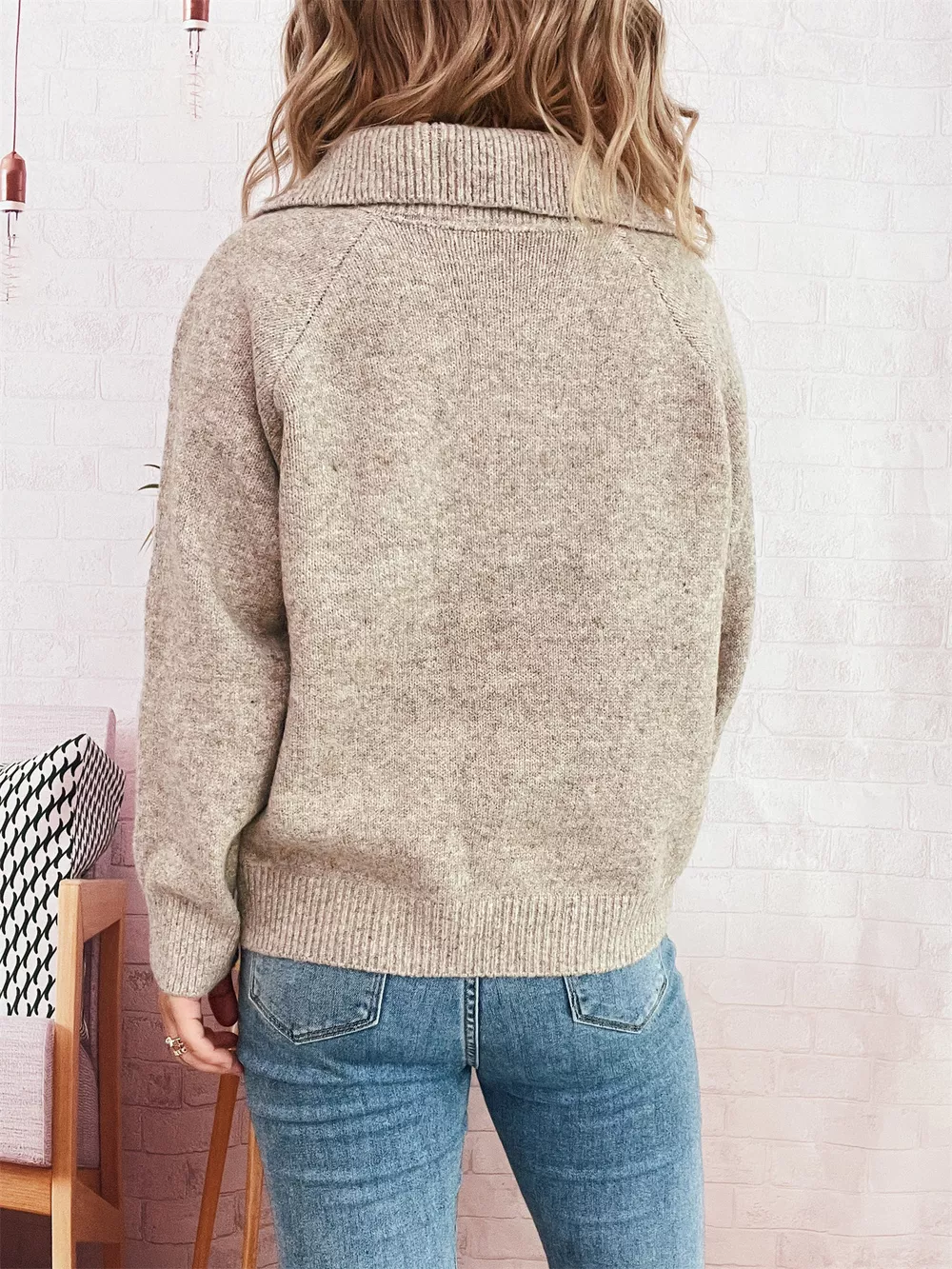 Ribbed Hem Raglan Sleeve Sweater, image 7
