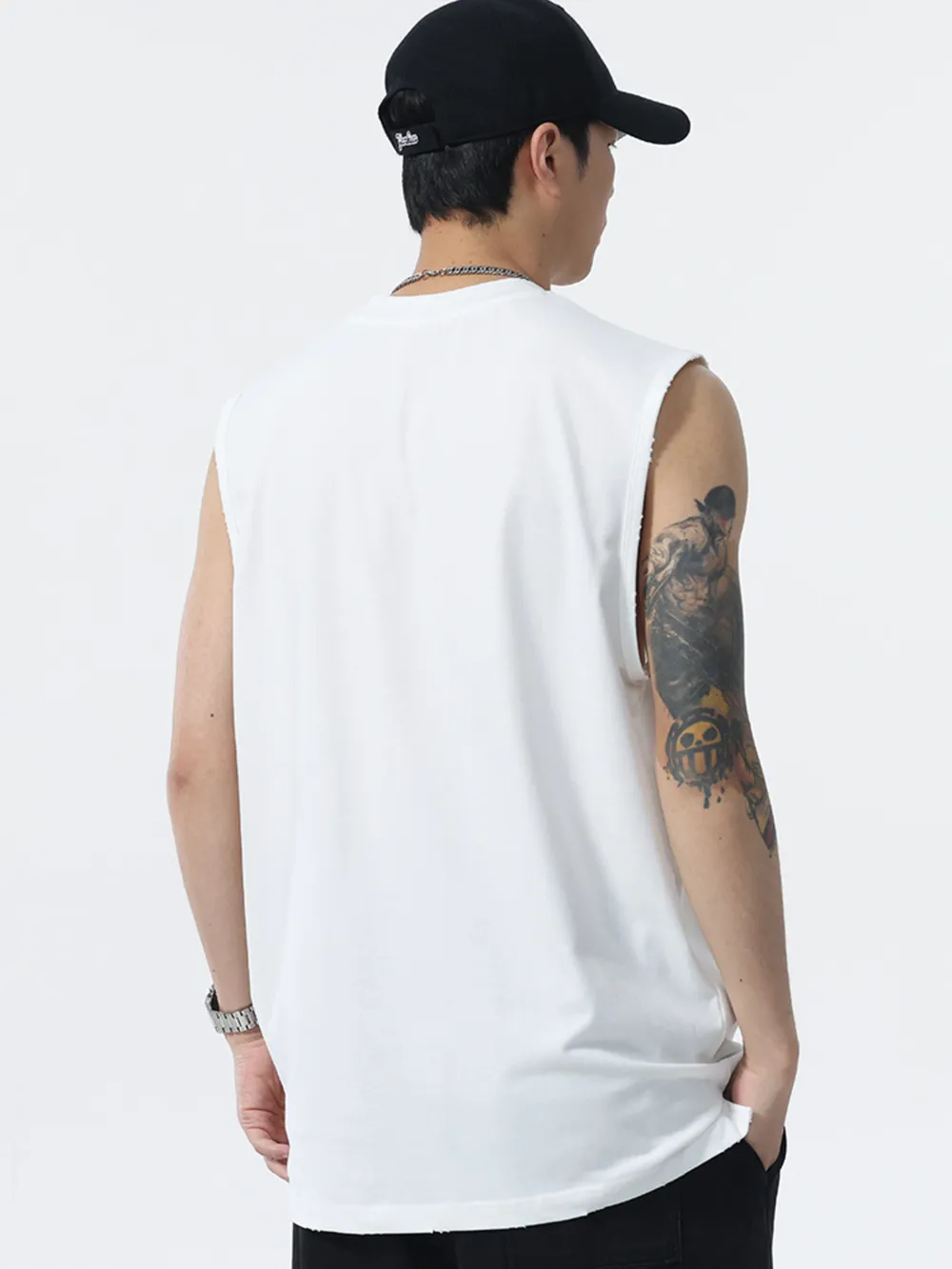 Men's Plus Size Button Detail Tank, image 3