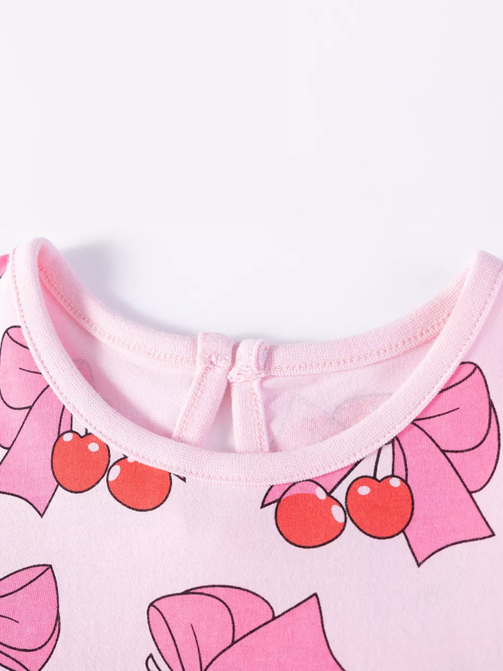 Children's Cherry Bowknot Print Ruffle Hem Dress, image 3