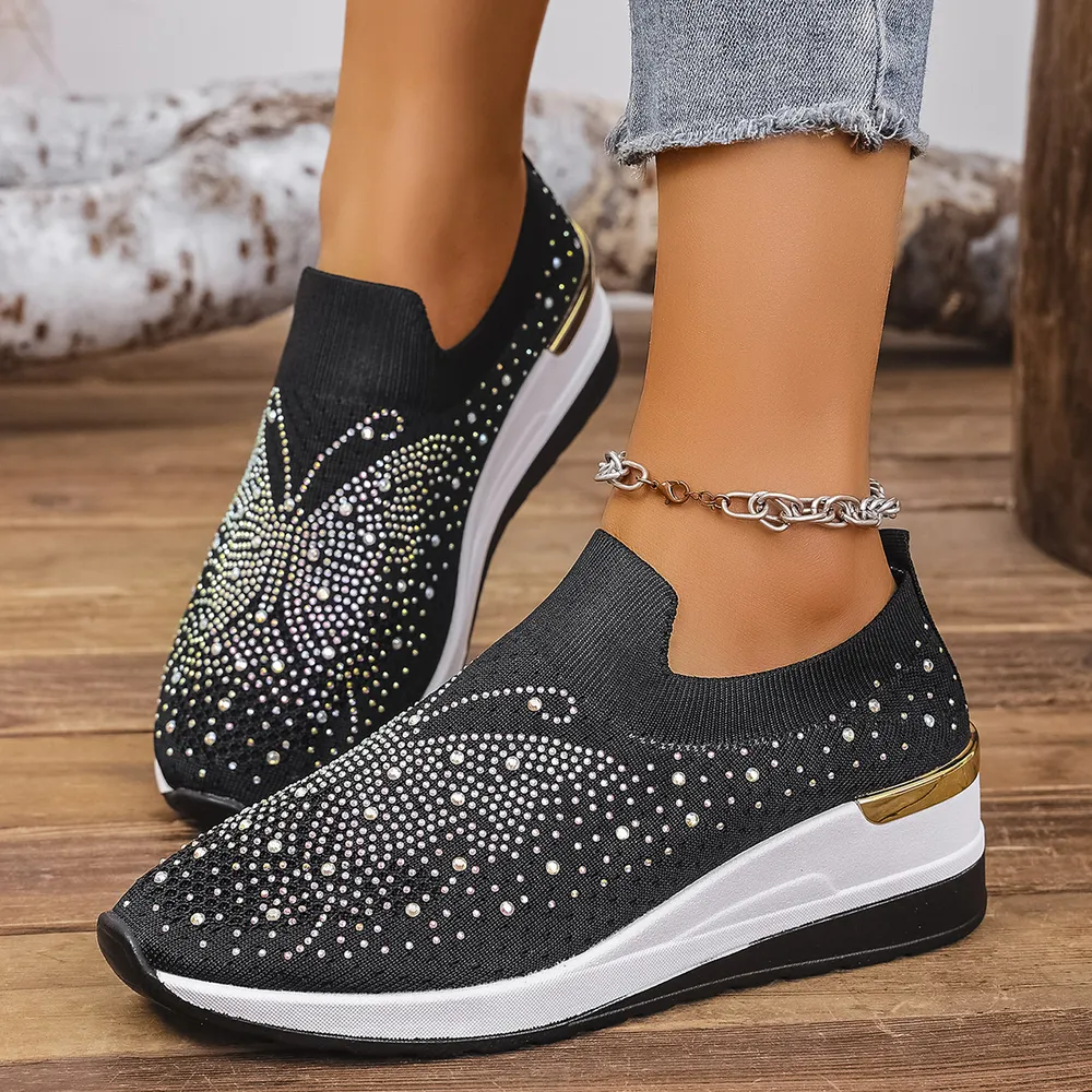 Rhinestone Wedge Sneakers