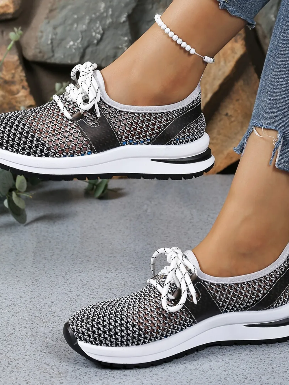 Mesh Breathable Lace Up Athletic, image 6