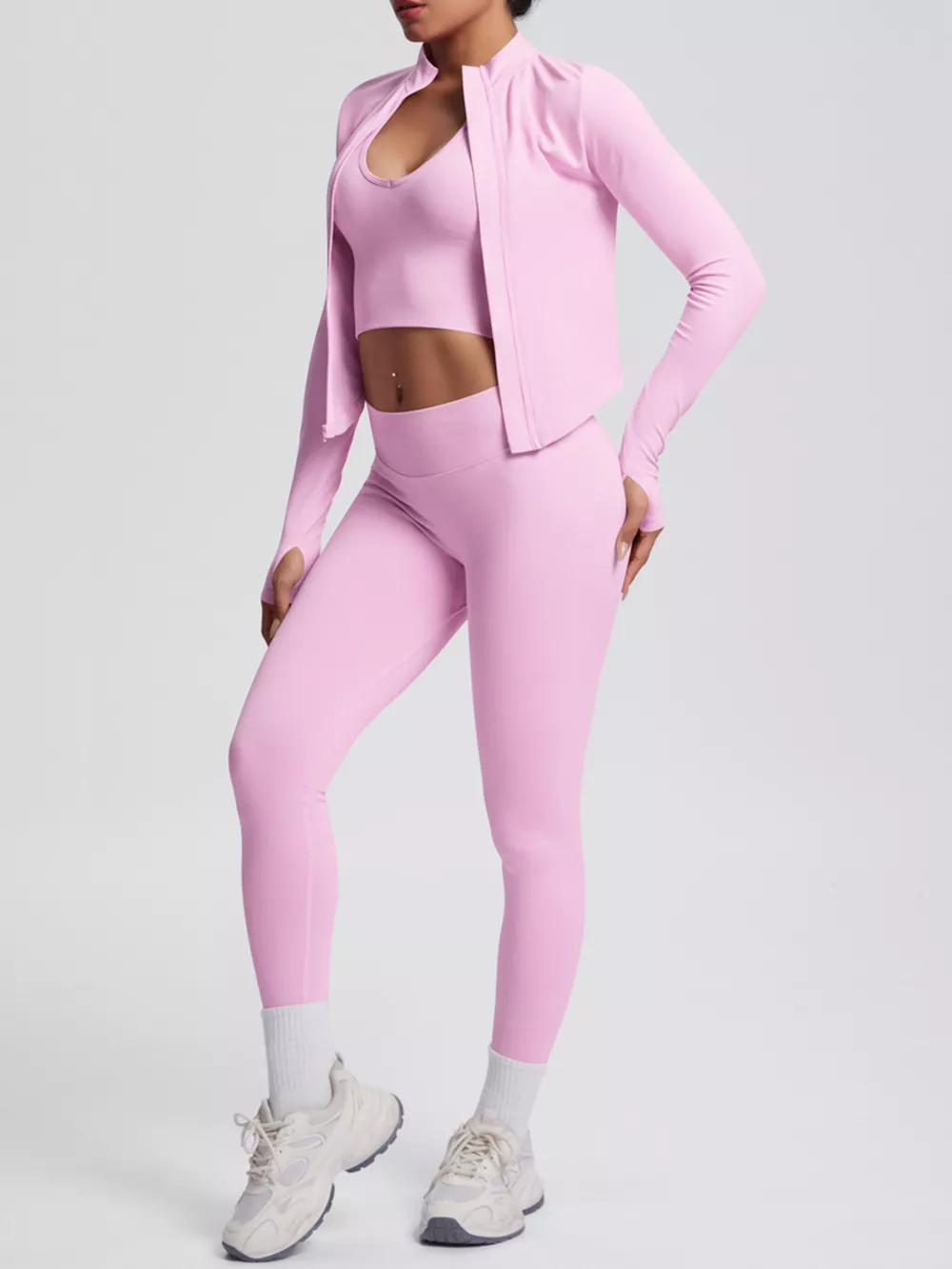 Tank & Zip-Up Jacket and Leggings Three-Piece Active Set, image 34