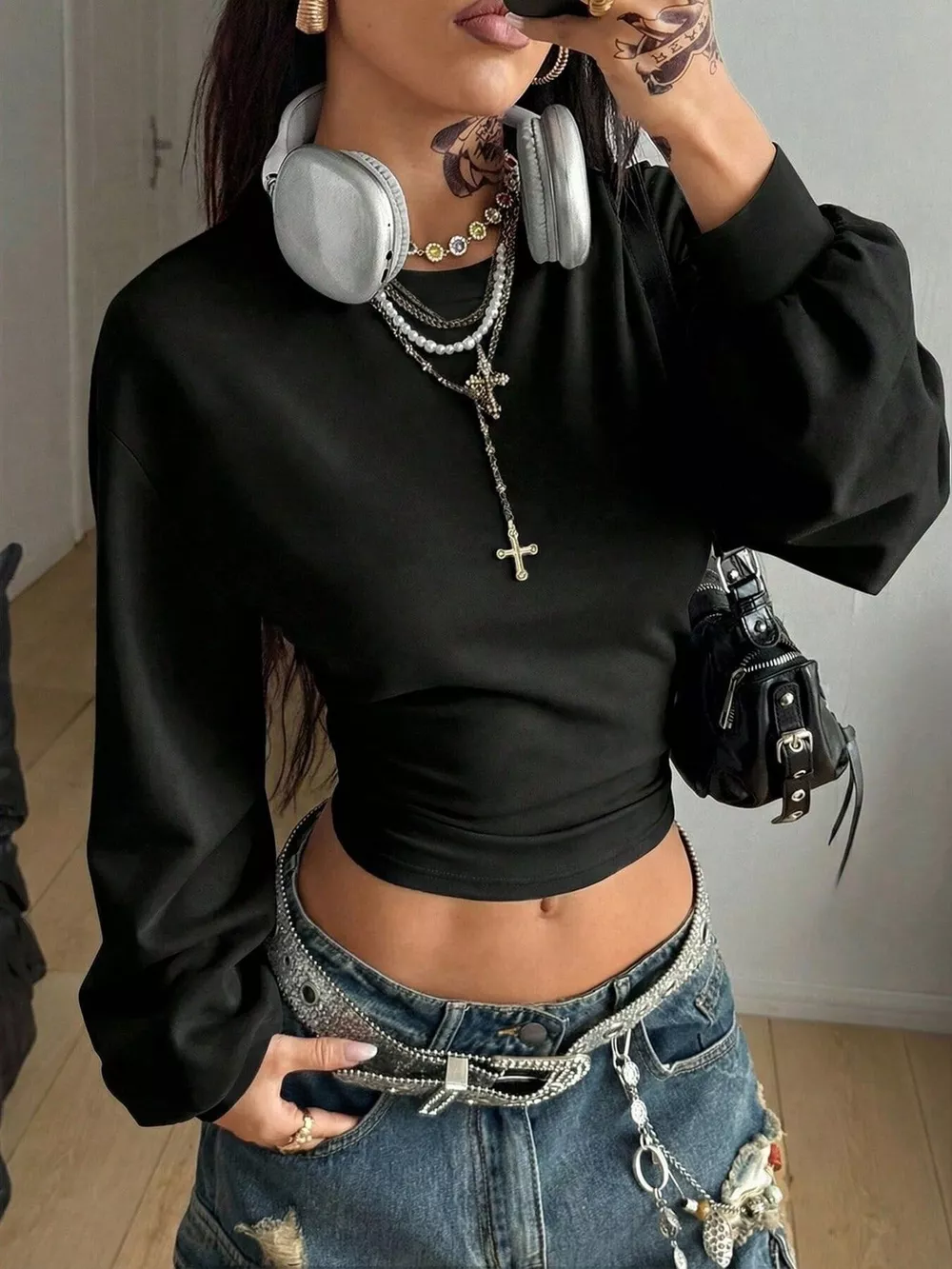 Long Sleeve Cropped T-Shirt, image 2