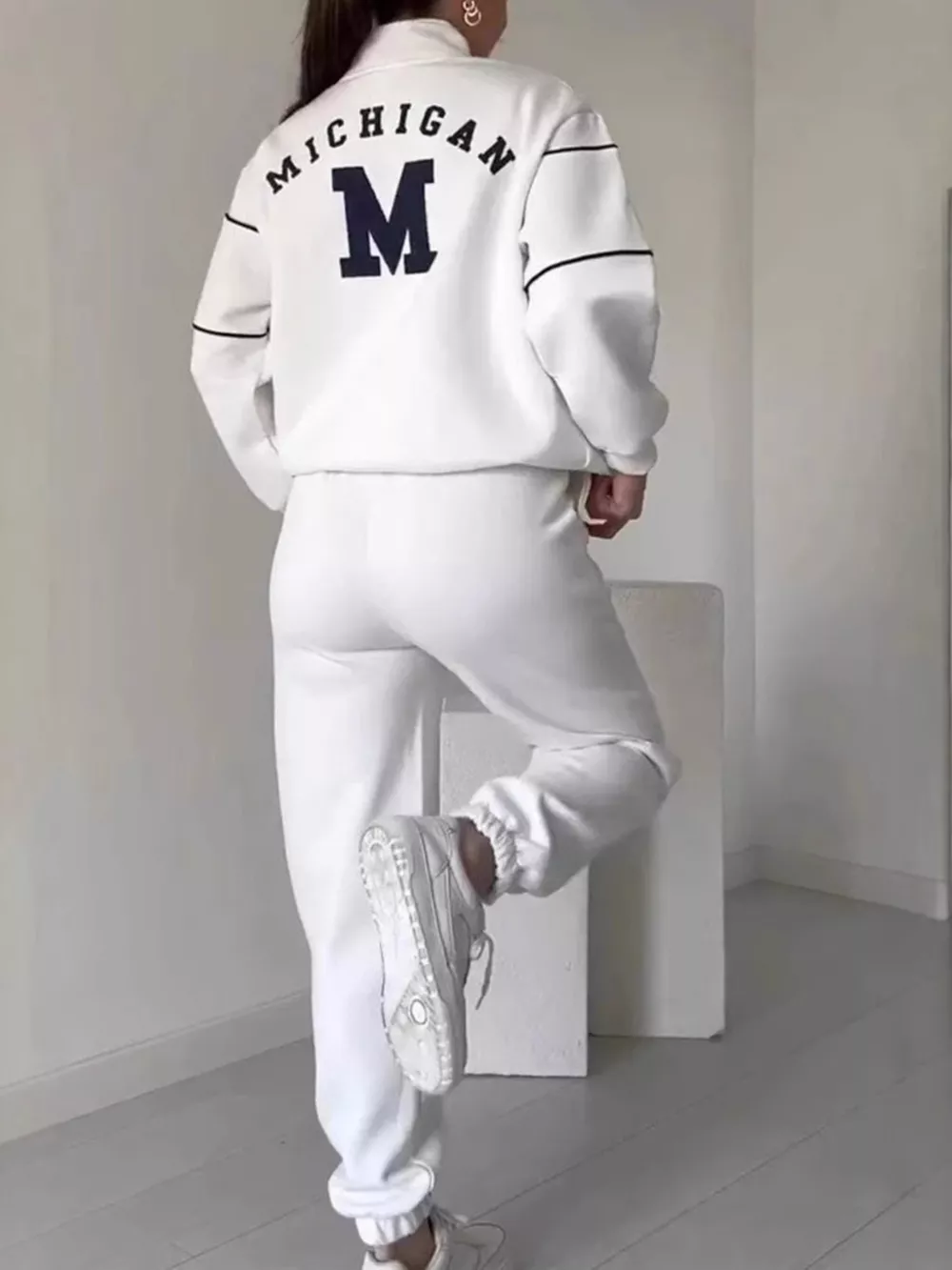 Full Size Striped Quarter Zip Top and Pants Set Plus Size, image 9