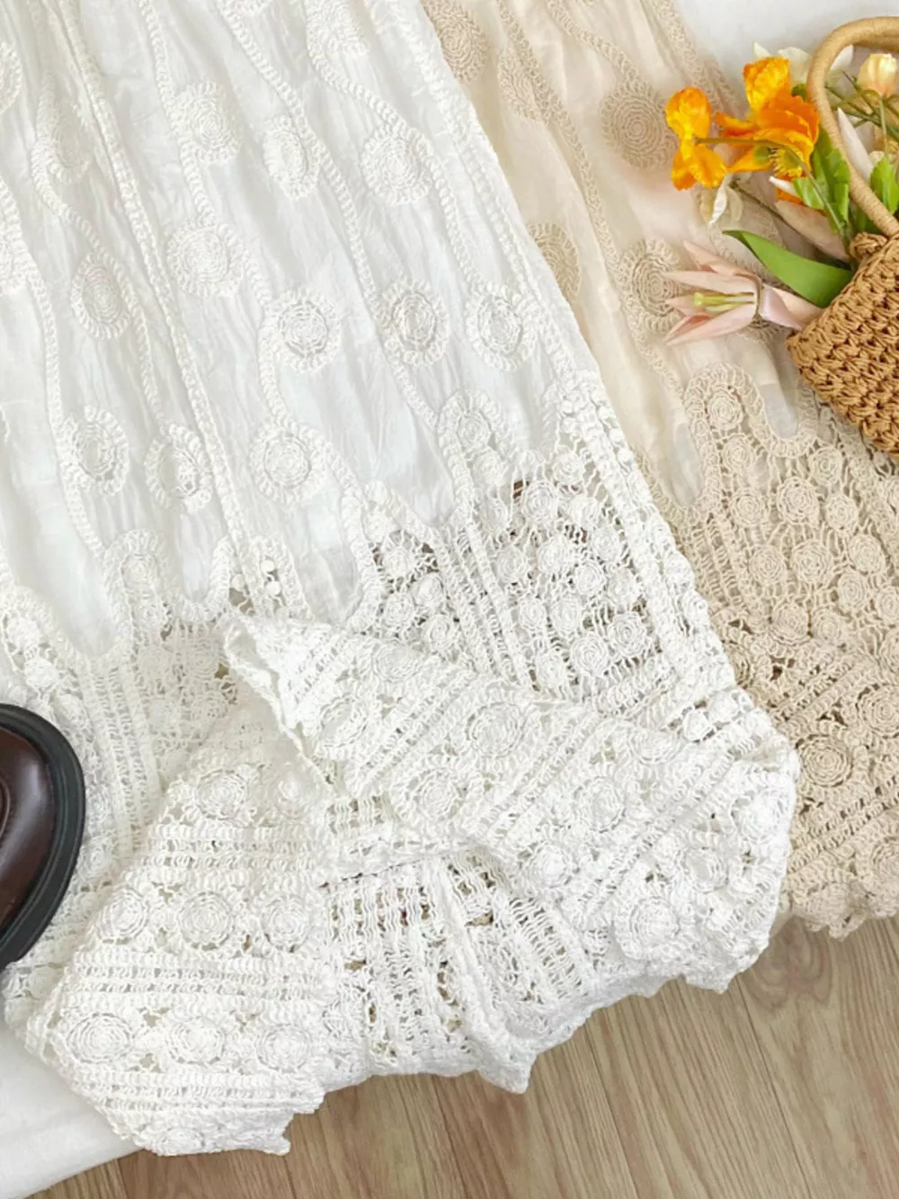 Lace Elastic Waist Midi Skirt, image 7