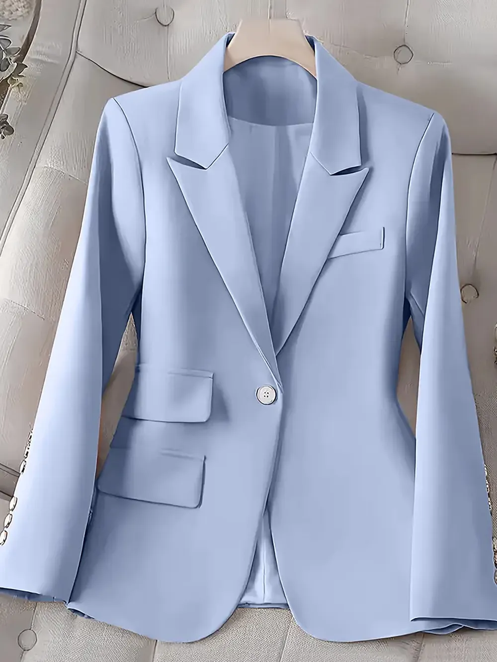 Single-Button Long Sleeve Blazer, image 3