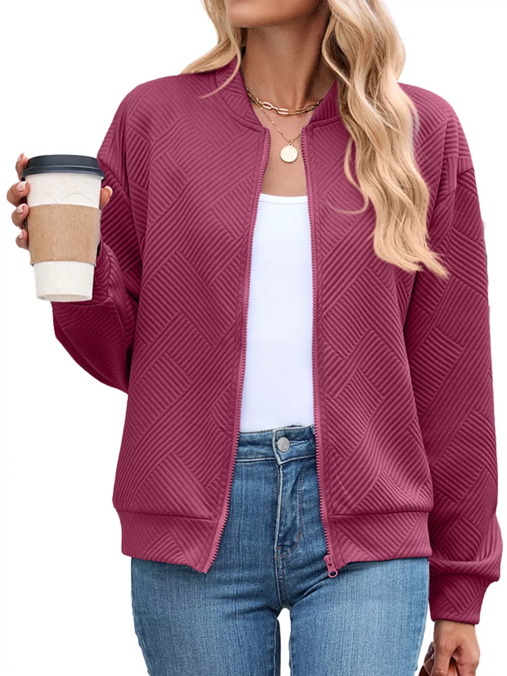 Textured Zip Up Jacket, image 25