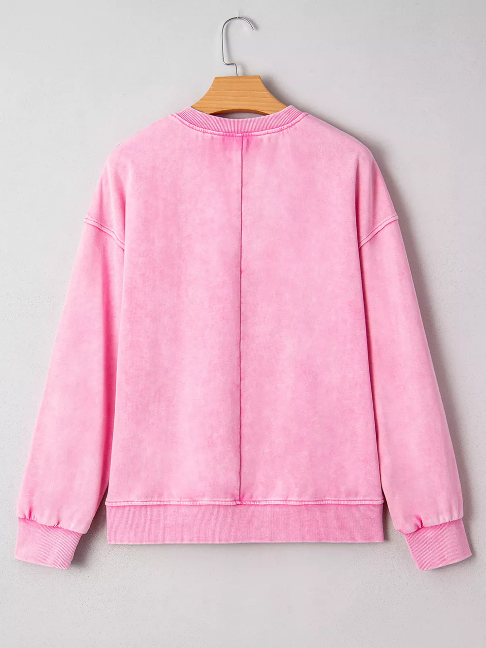 Mineral Wash Crossed Crew Neck Drop Shoulder Loose Sweatshirt, image 5