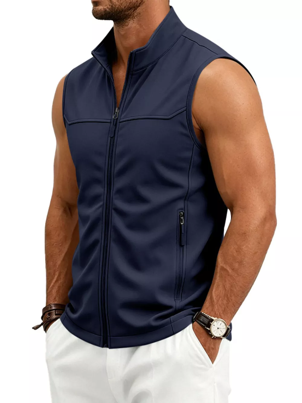 Men's Plus Size Zip Up Vest, image 7