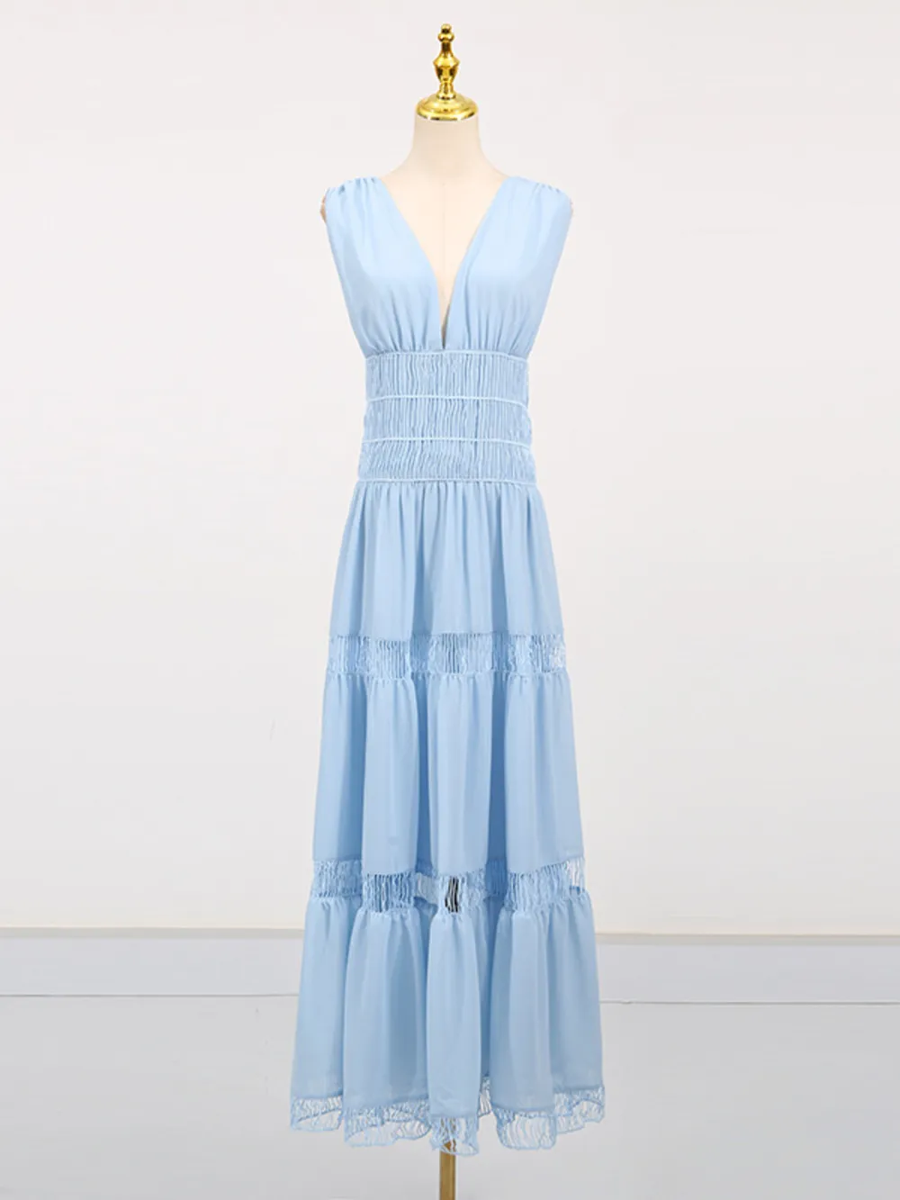 Tiered V-Neck Sleeveless Maxi Dress, image 11