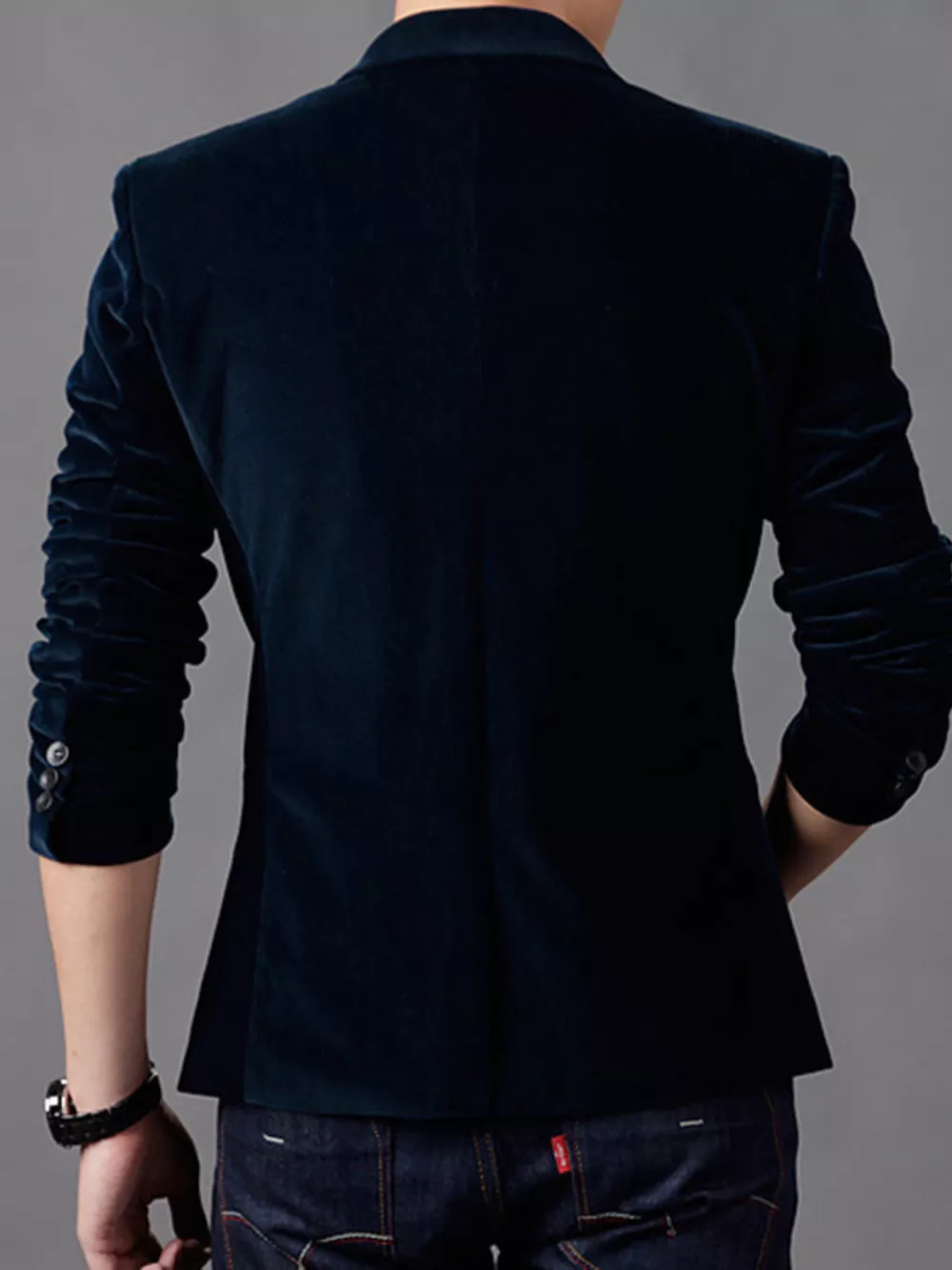 Men's Plus Size Slim Fit Velvet Blazer, image 5