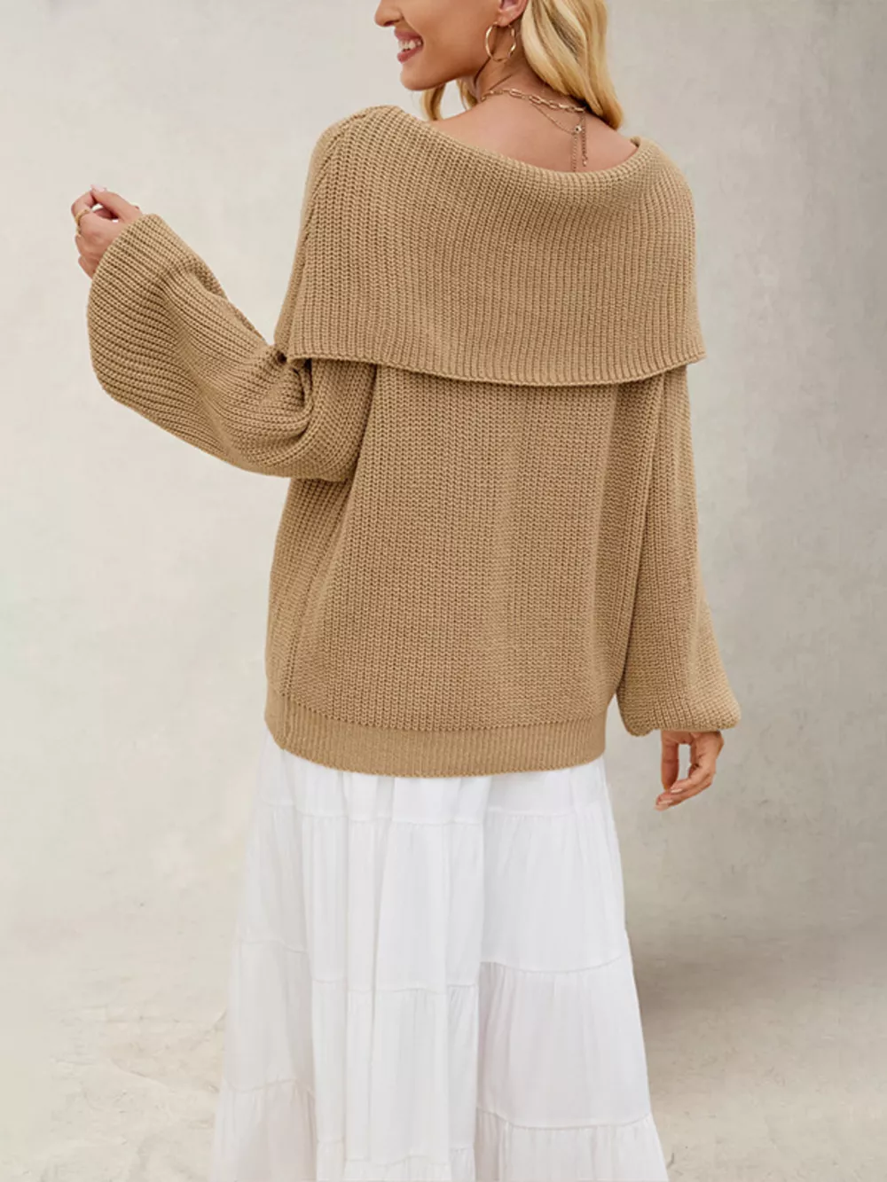 Off-Shoulder Long Sleeve Sweater, image 7