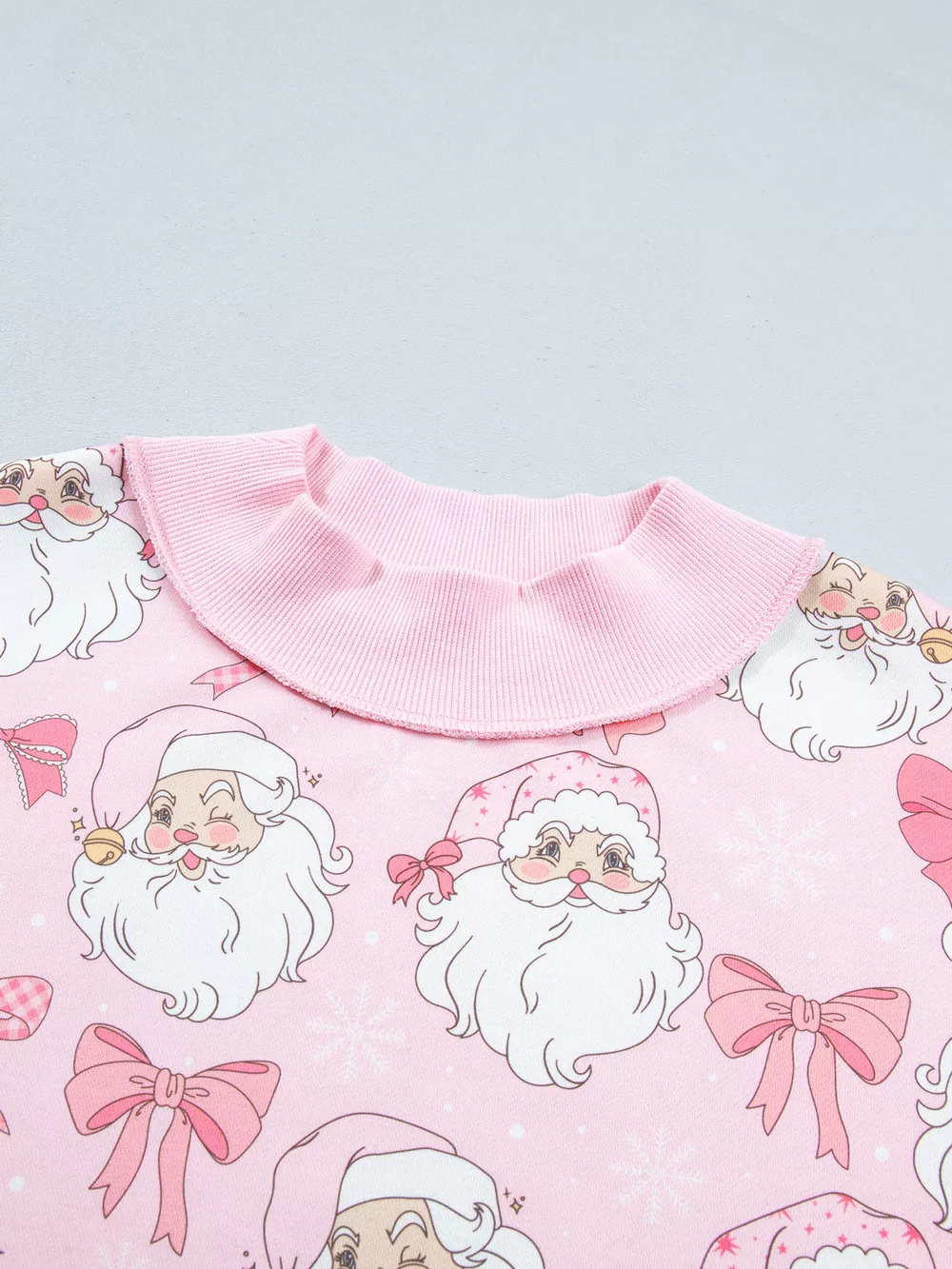 Abstract Santa Print Drop Shoulder High Neck Sweatshirt, image 5