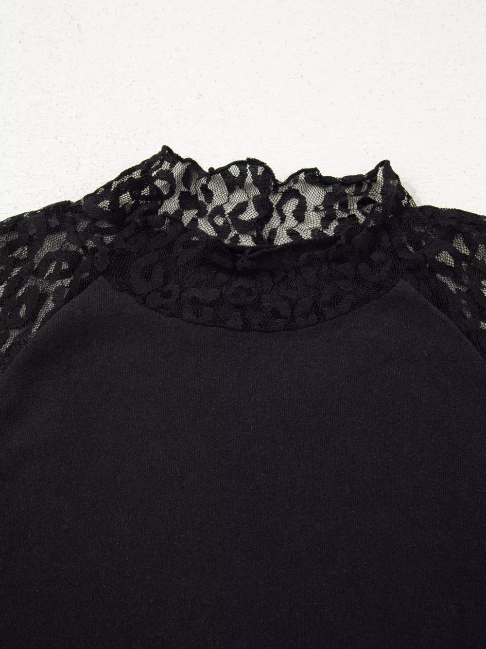 Leopard Mesh Patchwork Knit Long Sleeve Top, image 3