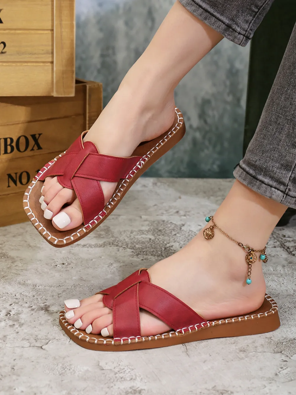 Open Toe Flats Sandals, image 5