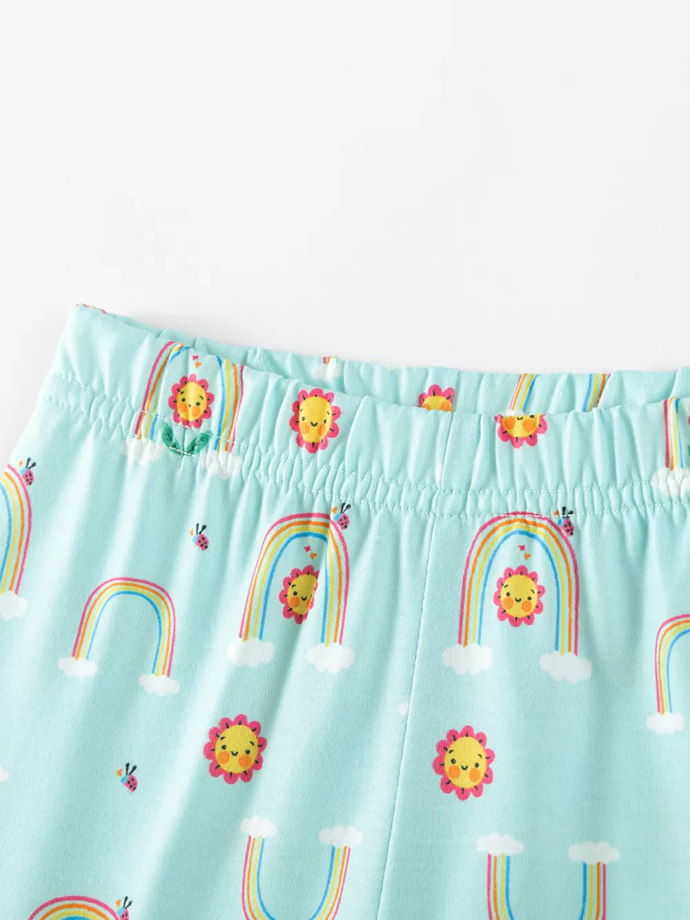 Children's Flower Appliqué Top & Rainbow Print Capri Set, image 2