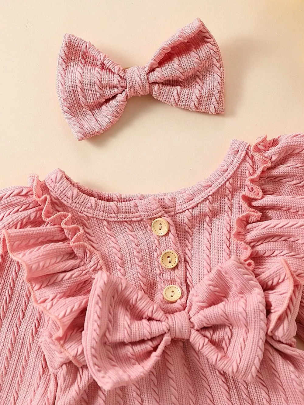 Children's Ruffled Long Sleeve One-Piece Bodysuit with Headband, image 6