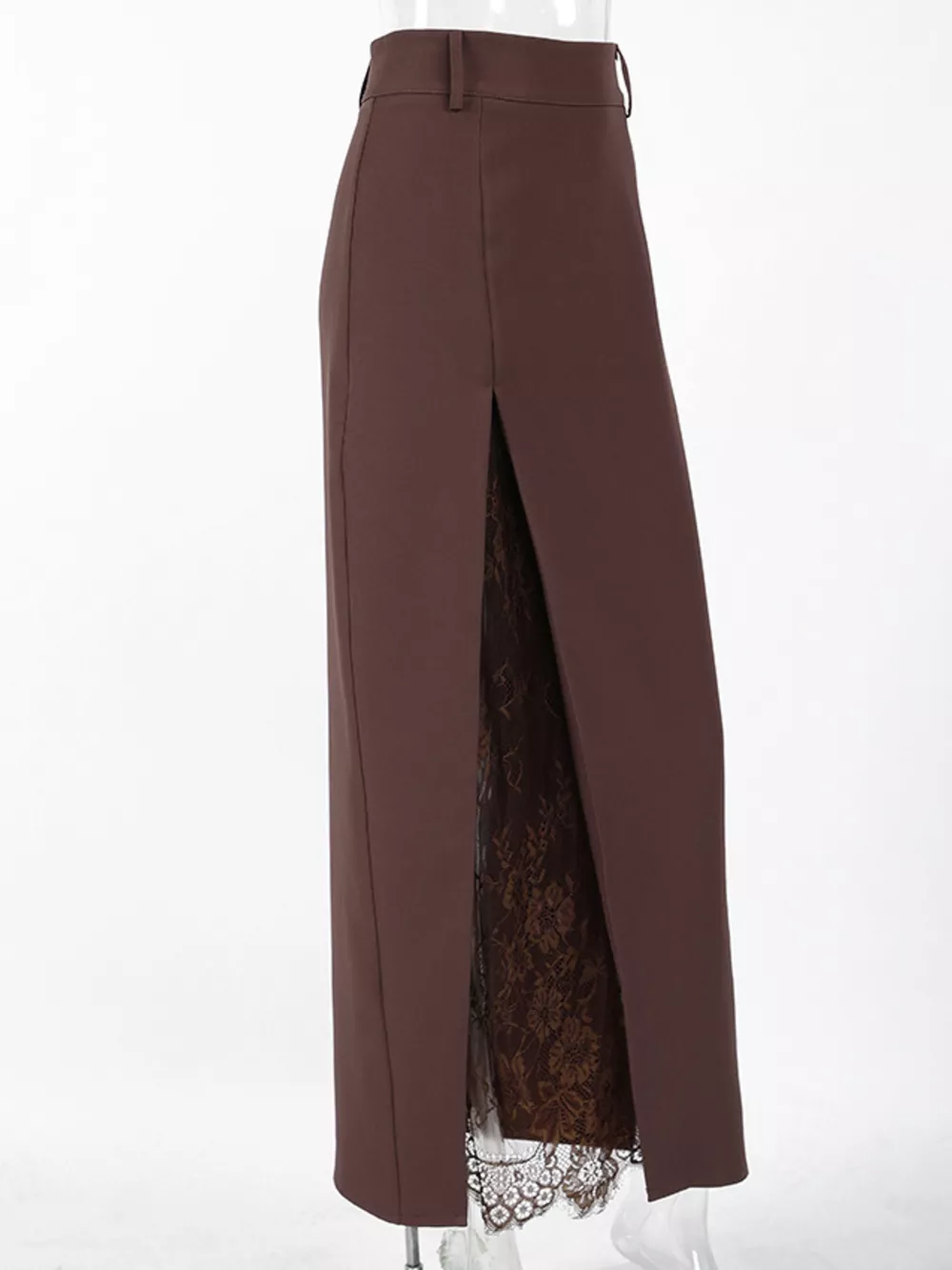 Elegant Lace-Trimmed Slit A-Line Skirt, image 5