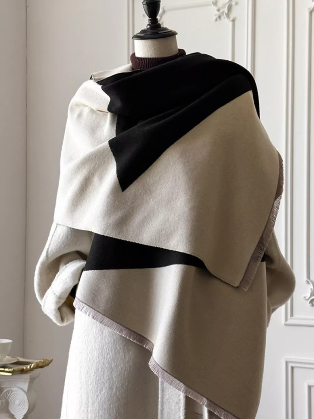Color Block Raw Hem Scarf, image 2