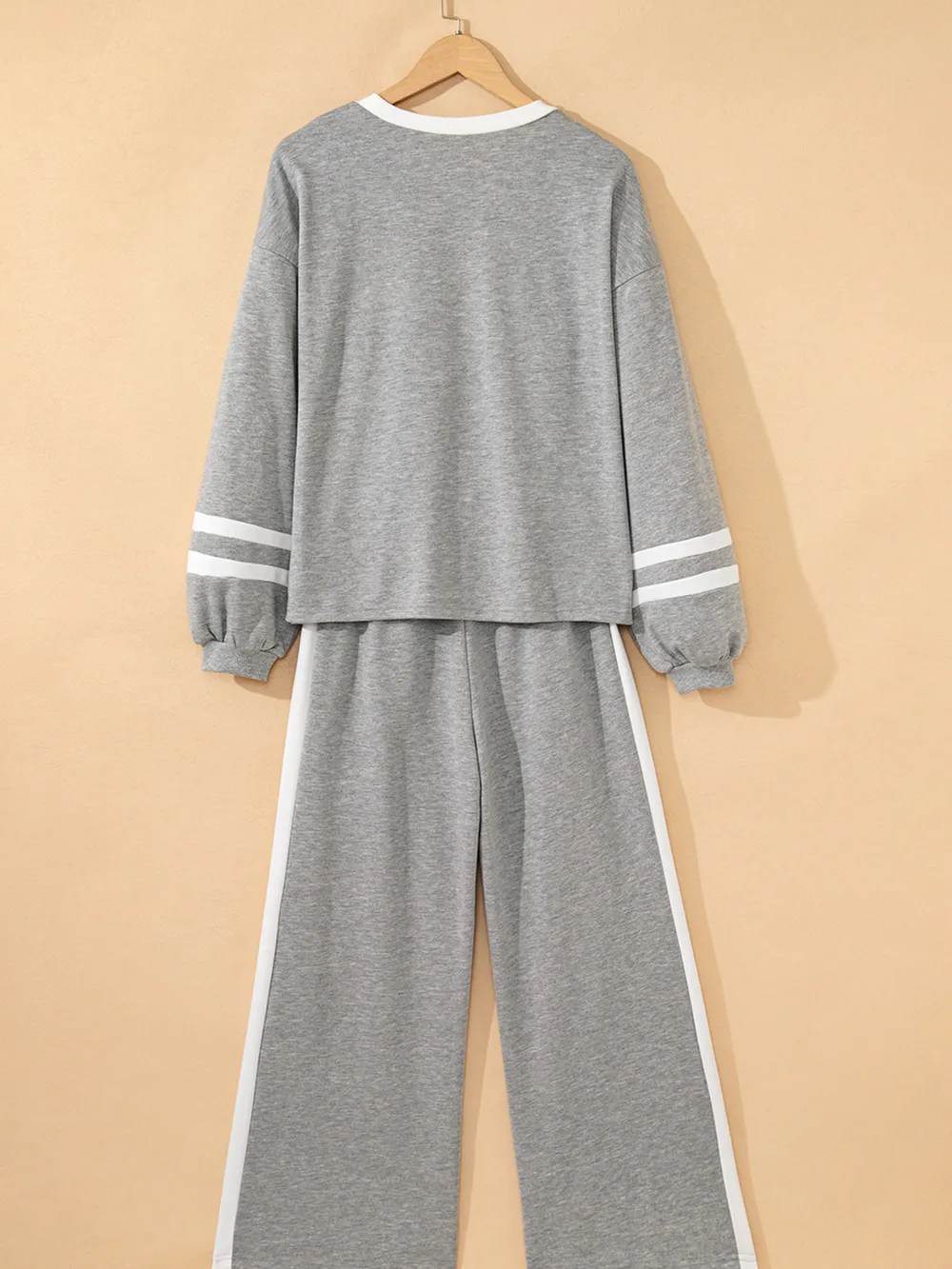 Contrast Trim Round Neck Top and Pants Set, image 12