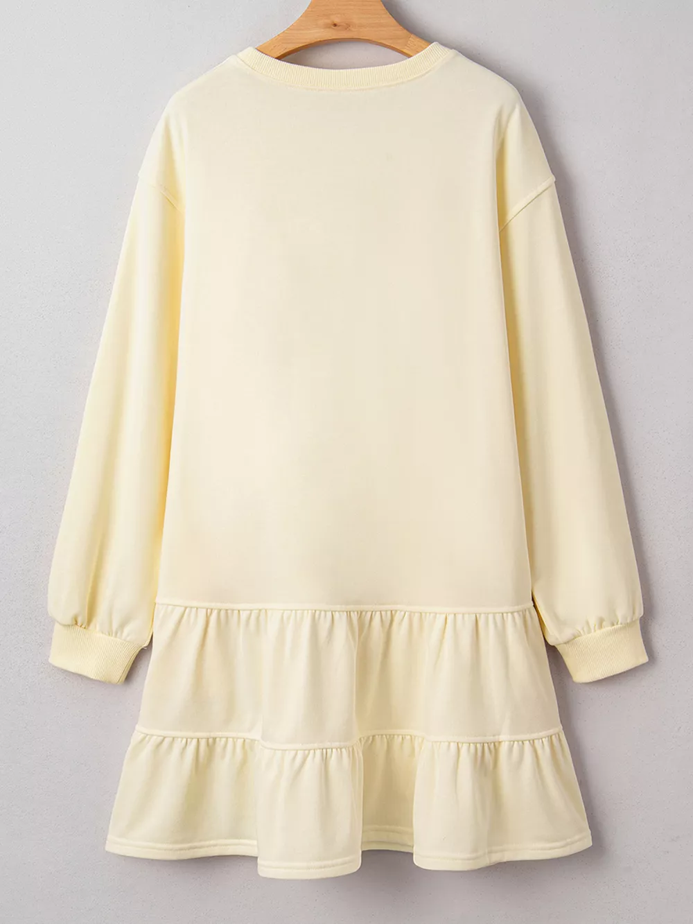 Double Tiered Ruffle Hem Long Sleeve Loose Mini Dress, image 3
