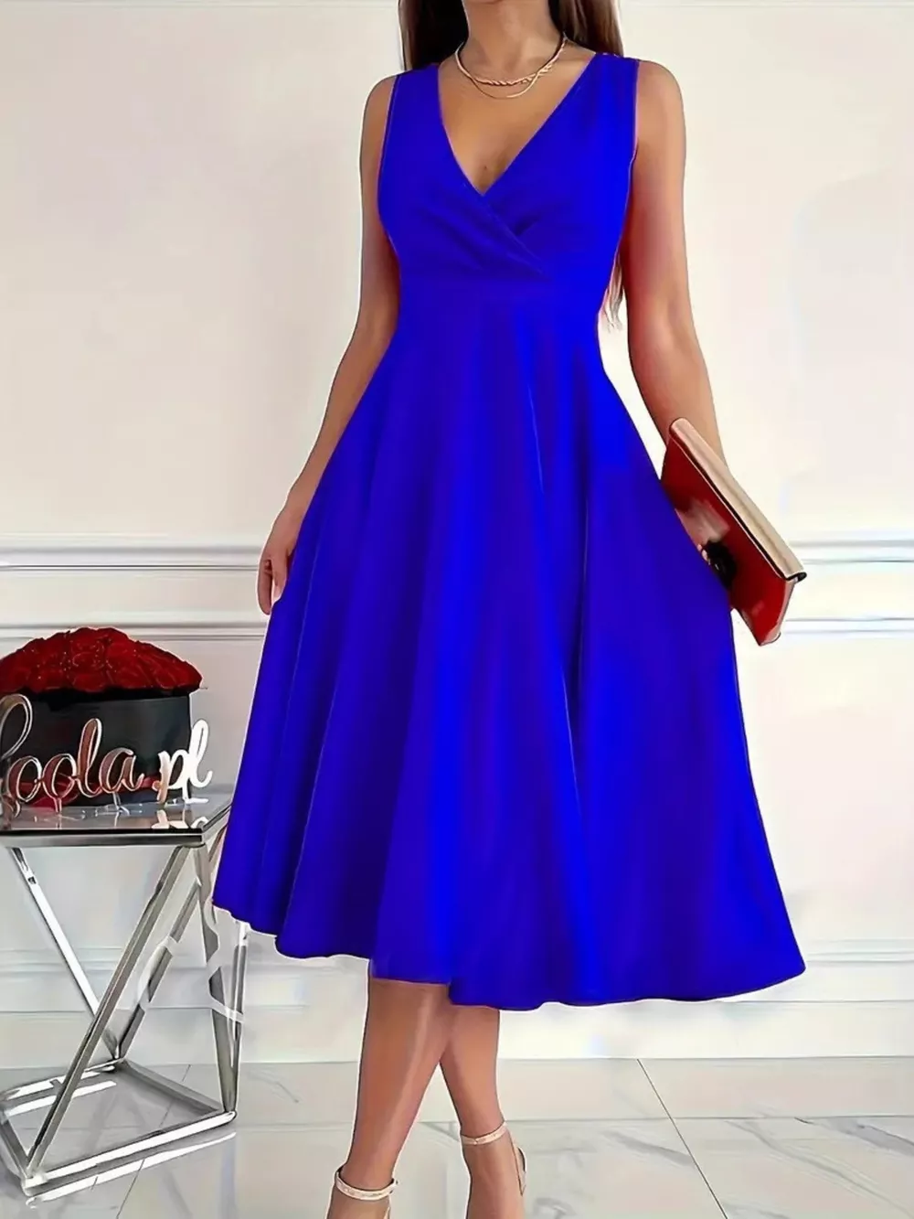 Sleeveless A-Line Midi Dress, image 4