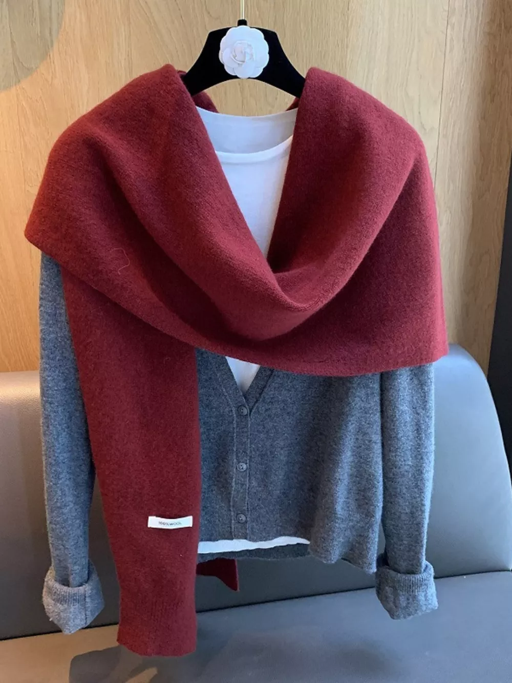 Wool Knitted Asymmetrical Shawl, image 7