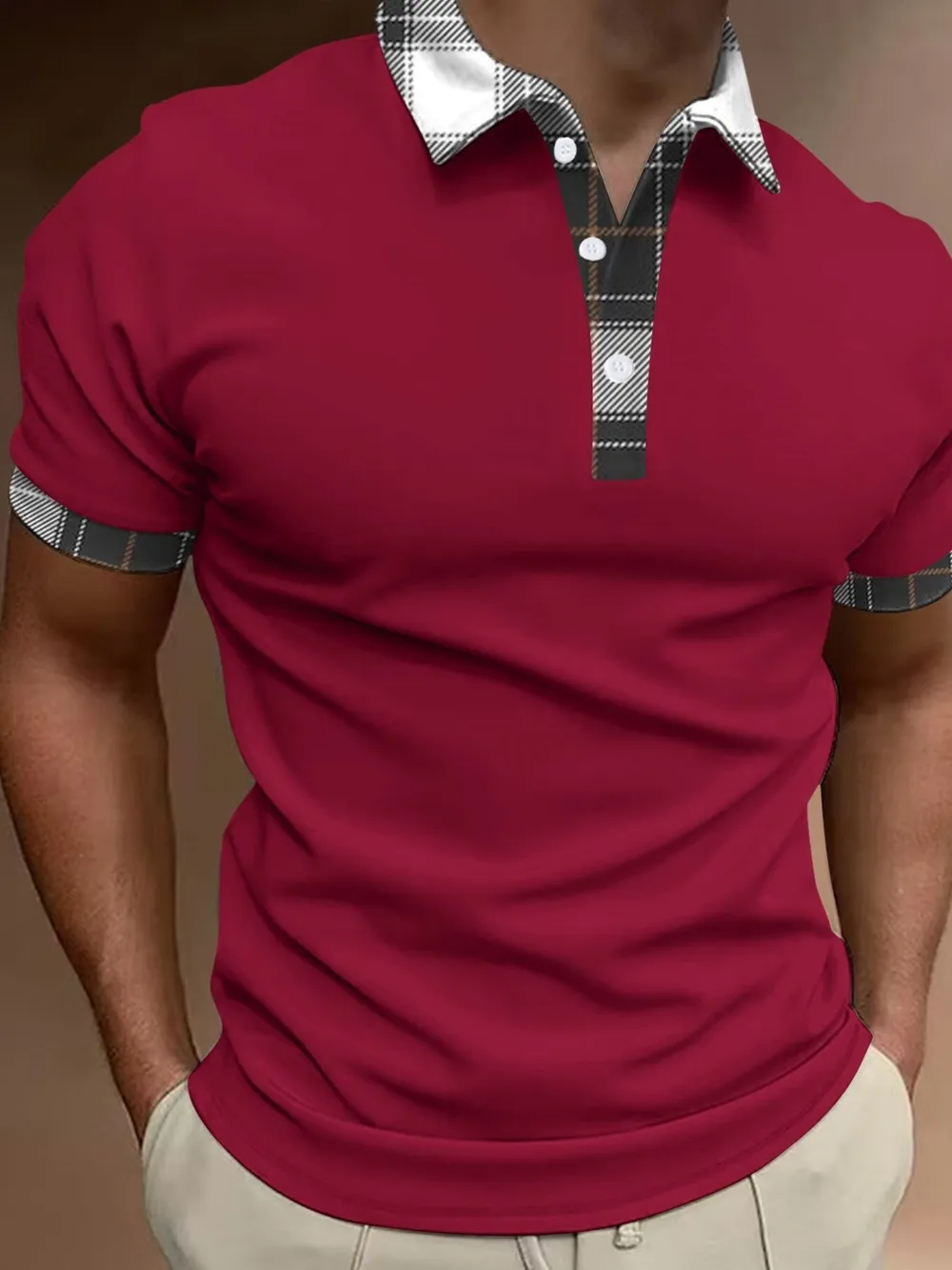 Men's Full Size Short Sleeve Button Detail Polo Plus Size, image 6