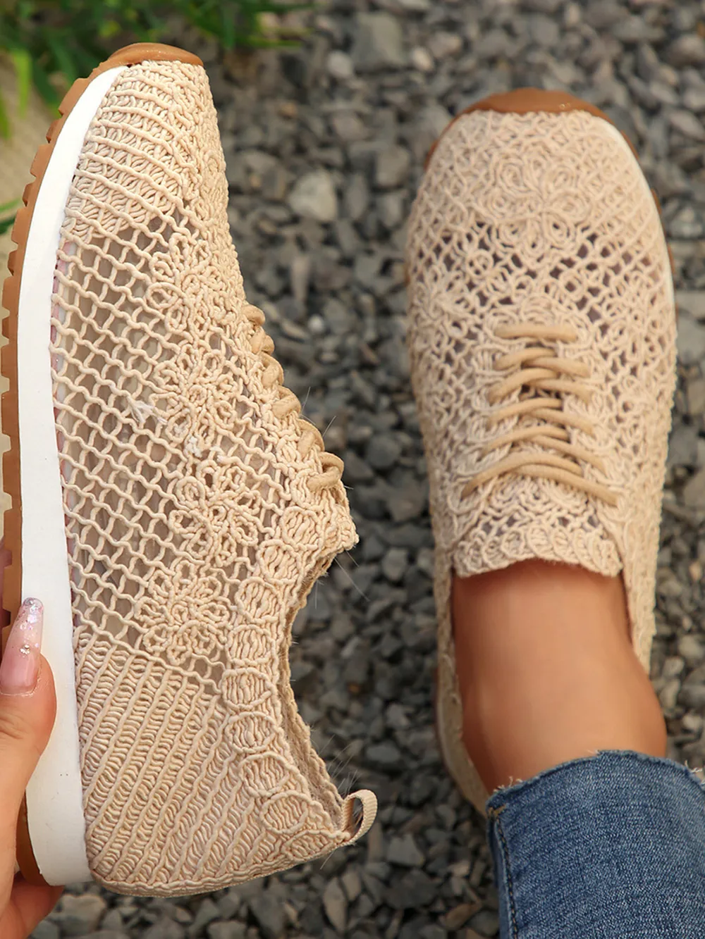 Breathable Mesh Lace-Up Sneakers, image 3