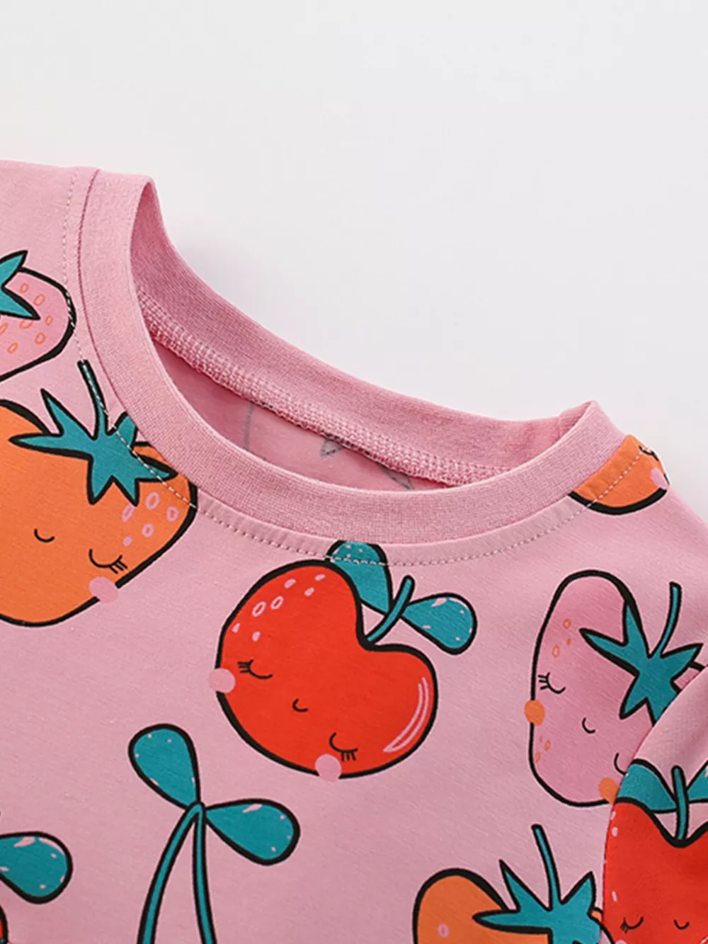 Children's Fruit Print Round Neck Casual Dress, image 3