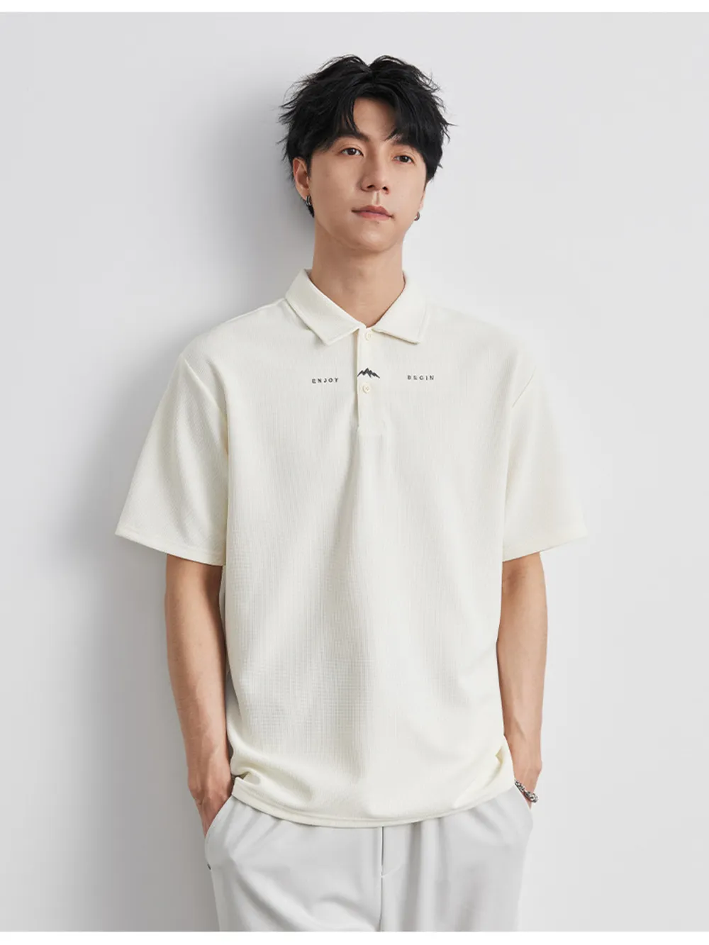 Men's Plus Size Button Detail Short Sleeve Polo