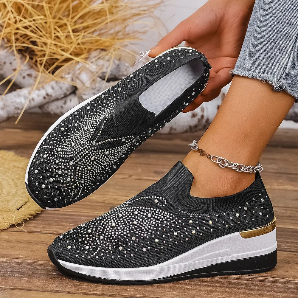 Rhinestone Wedge Sneakers, image 2