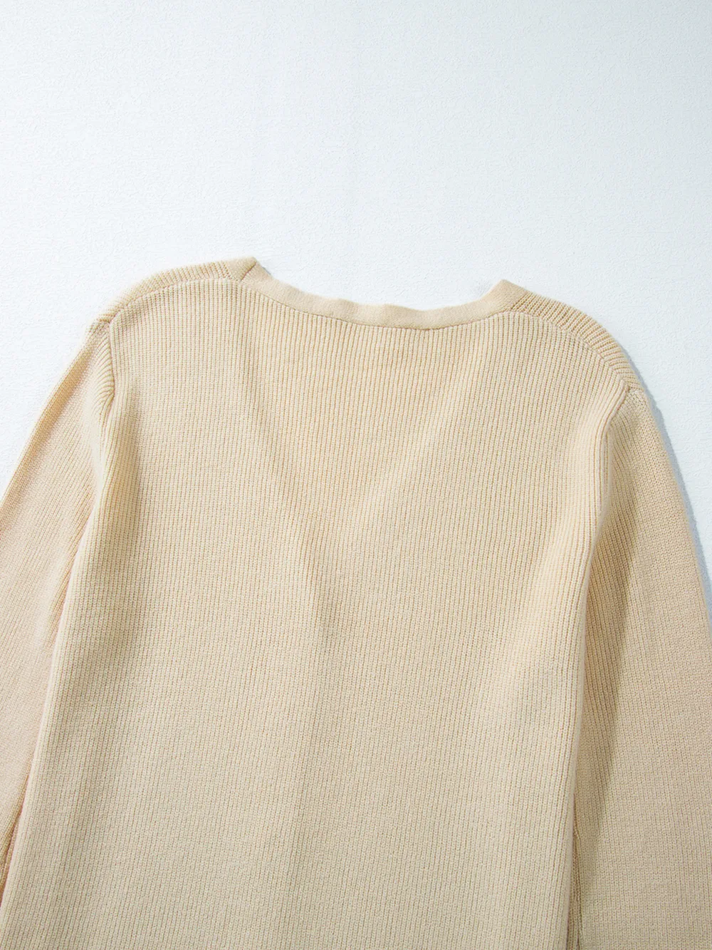 Ribbed Knit Button Front V Neck Cardigan, image 13