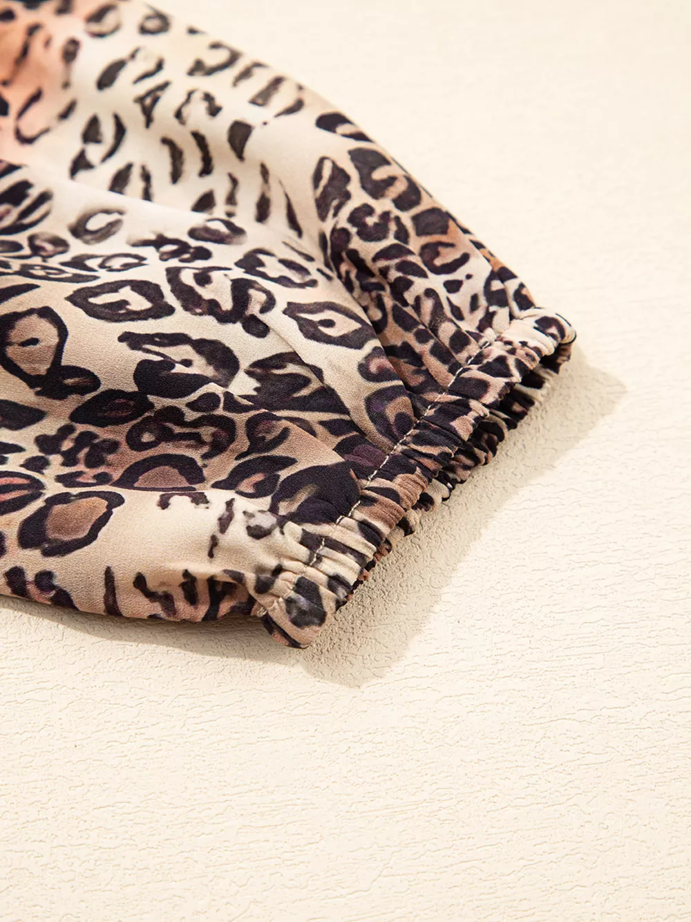 Leopard Ruffled Detail Long Sleeve Loose Mini Dress, image 6