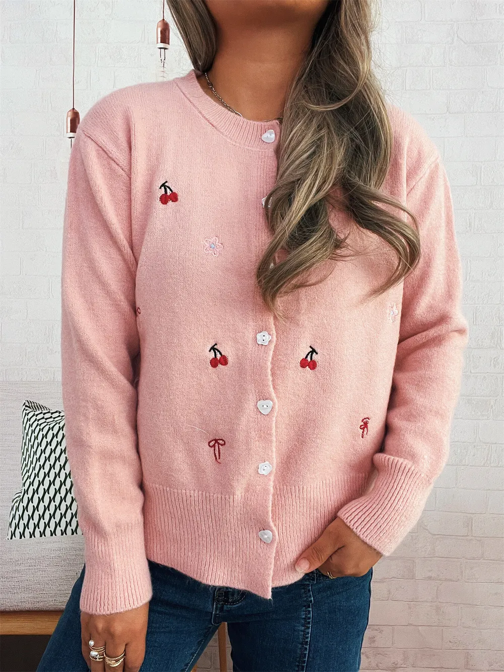 Ribbed Button-Front Knit Cardigan, image 14