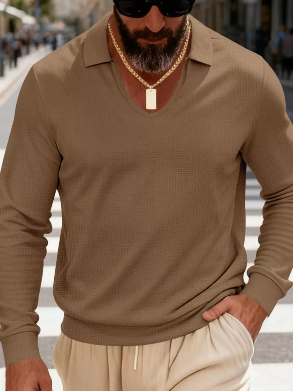 Men's Full Size Slim Fit Long Sleeve Polo Plus Size, image 18