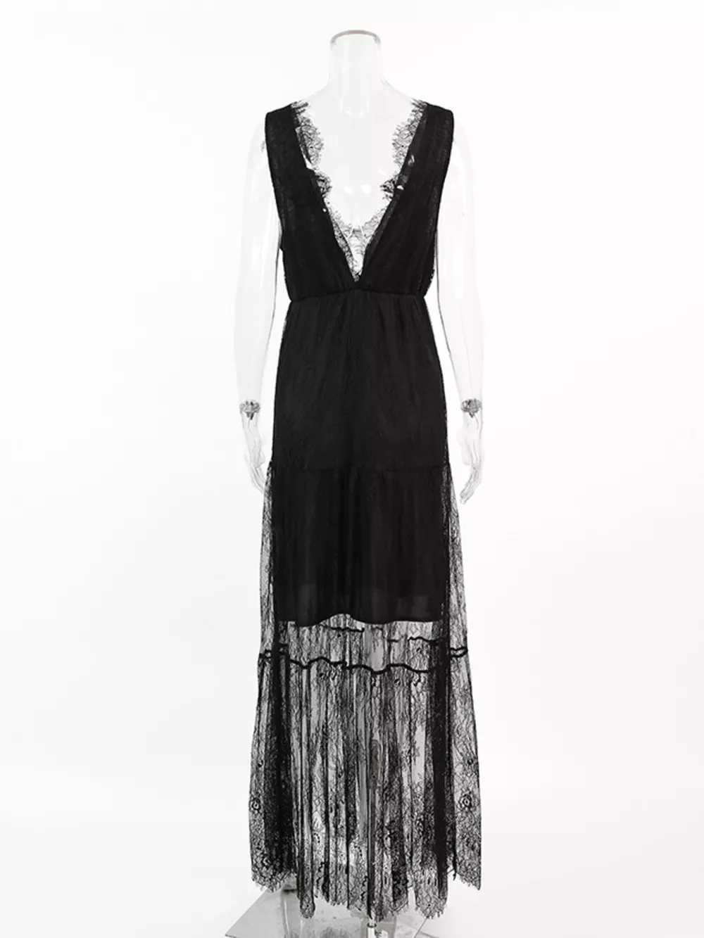 Lace V-Neck Sleeveless Maxi Dress, image 5