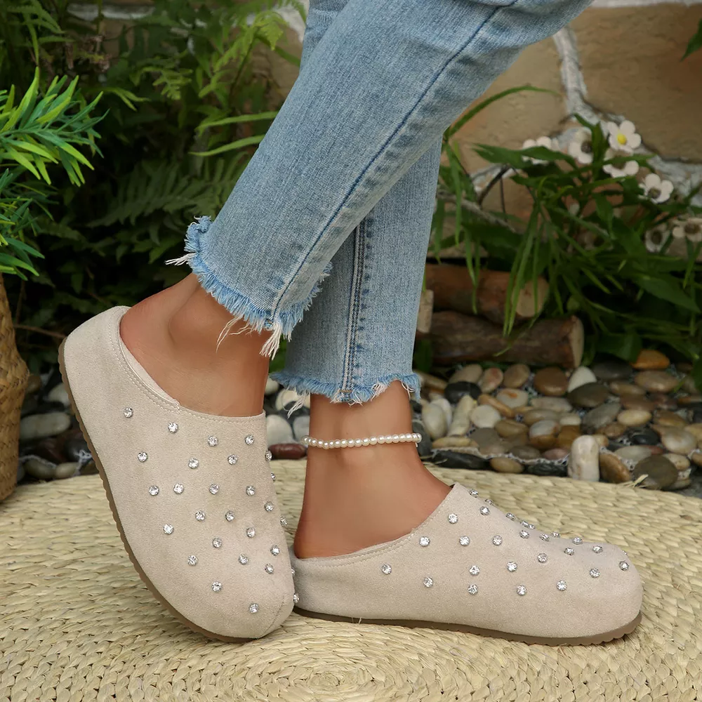 Rhinestone Round Toe Slip-Ons, image 4