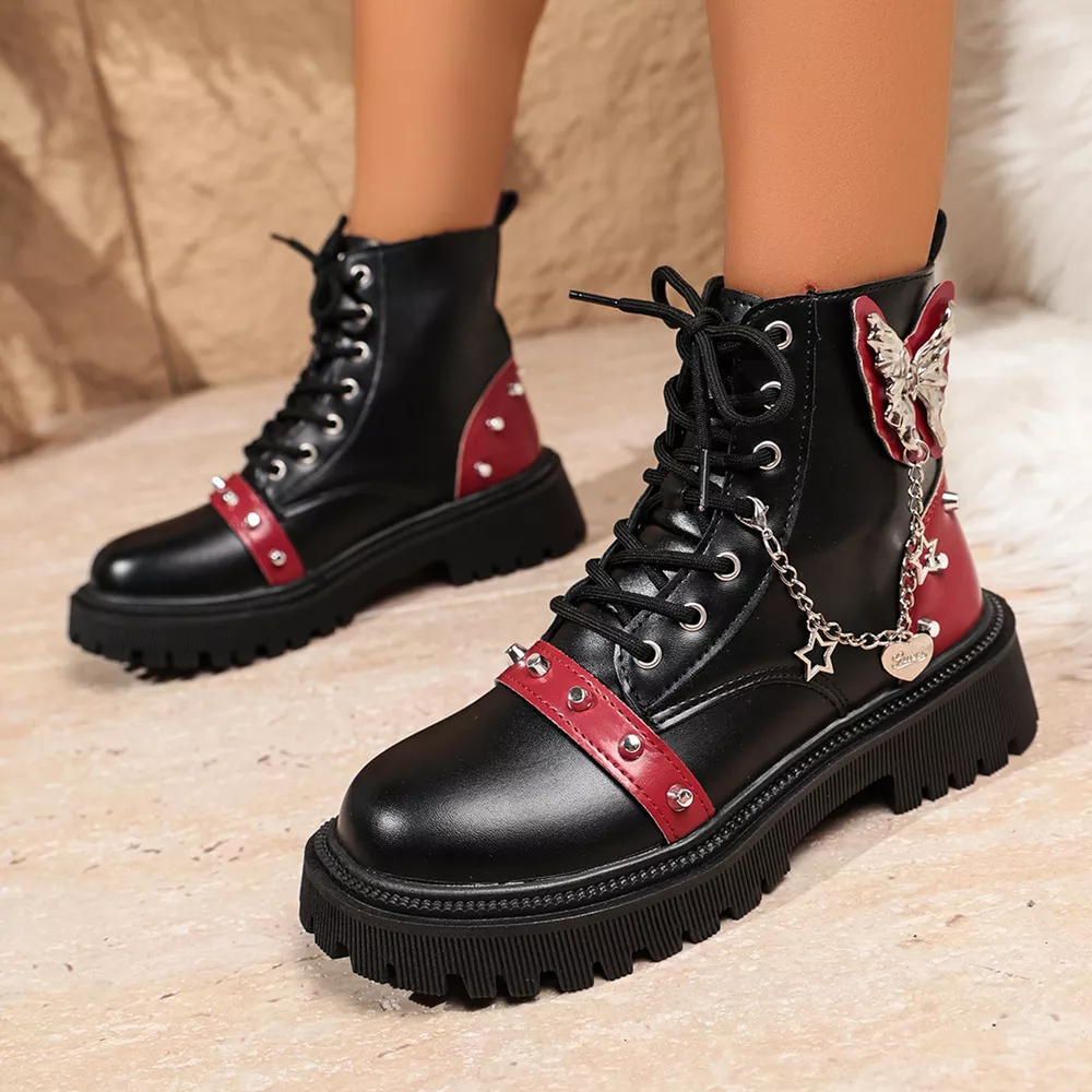 Round Toe Lace Up Boots, image 5