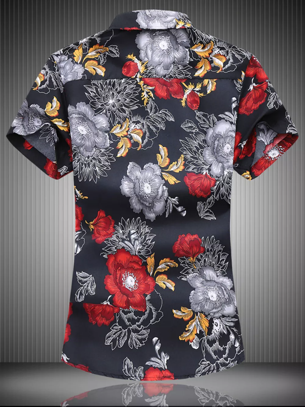 Men's Plus Size Floral Print Short Sleeve Casual Shirt, image 3