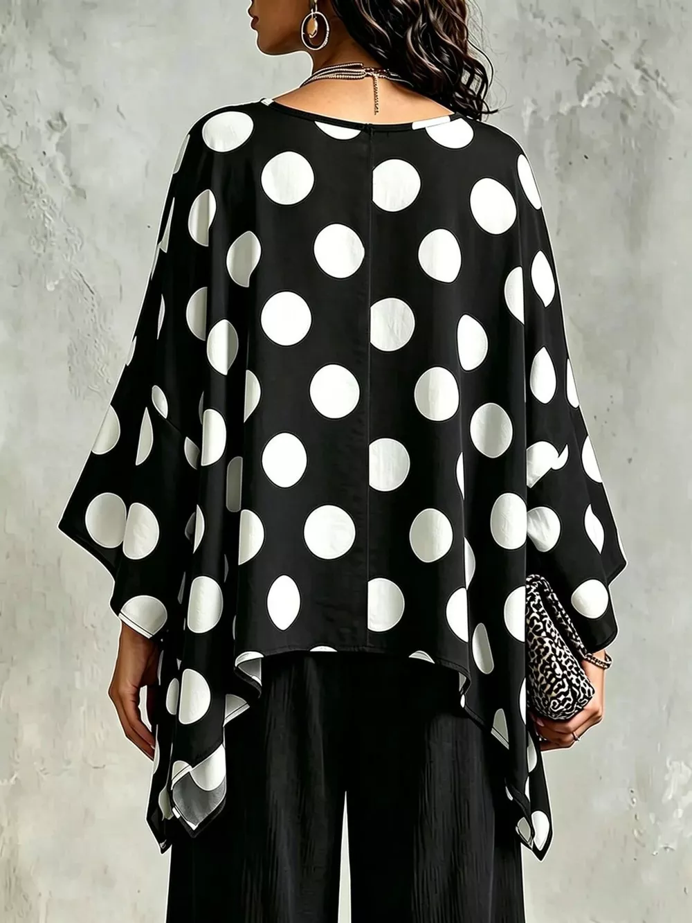 Polka Dot Asymmetrical Hem Blouse, image 8
