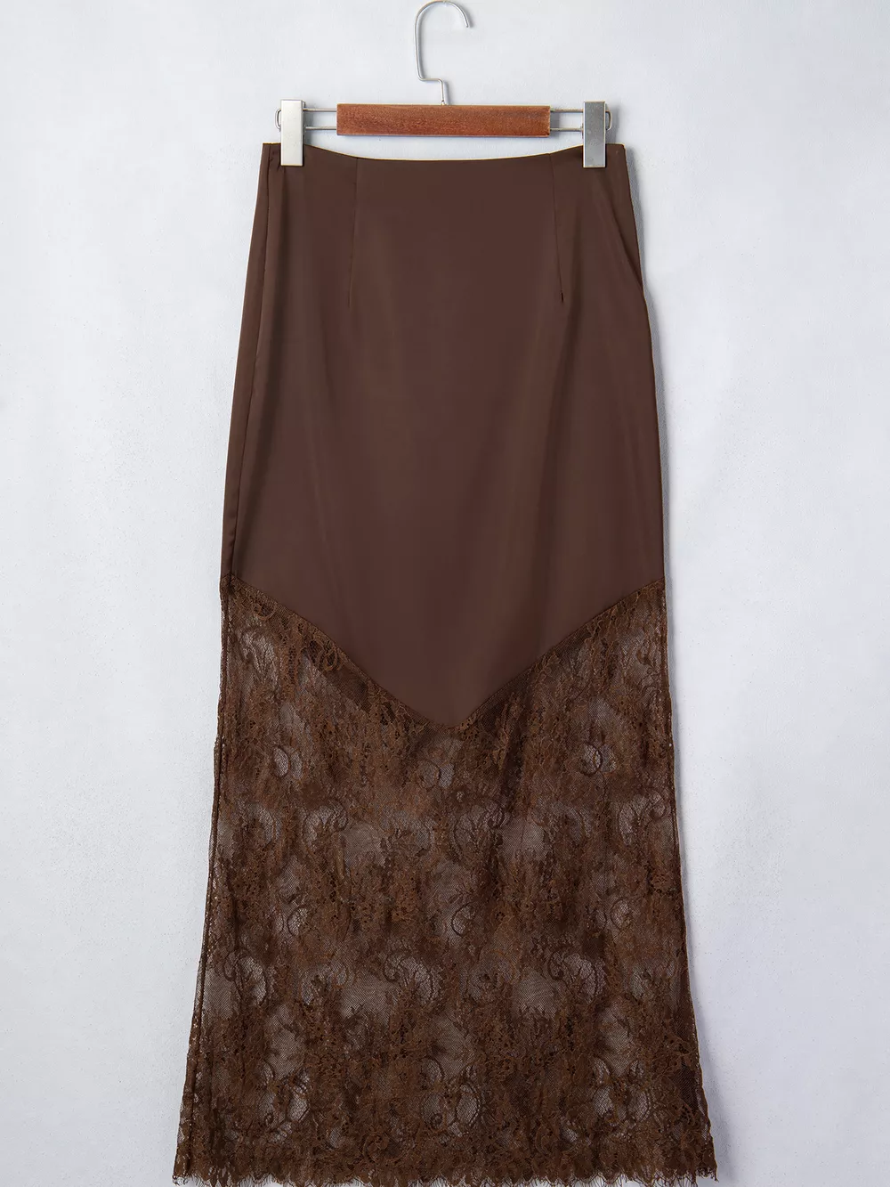Lace Patchwork Hem Long Casual Shift Skirt, image 3