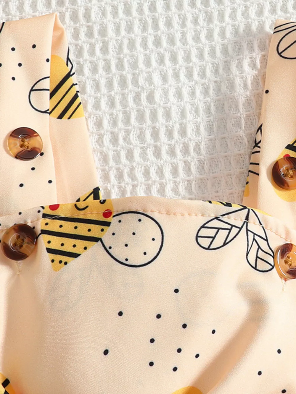 Children's Ruffle Trim Bodysuit and Bee Print Dress Set with Headband, image 4